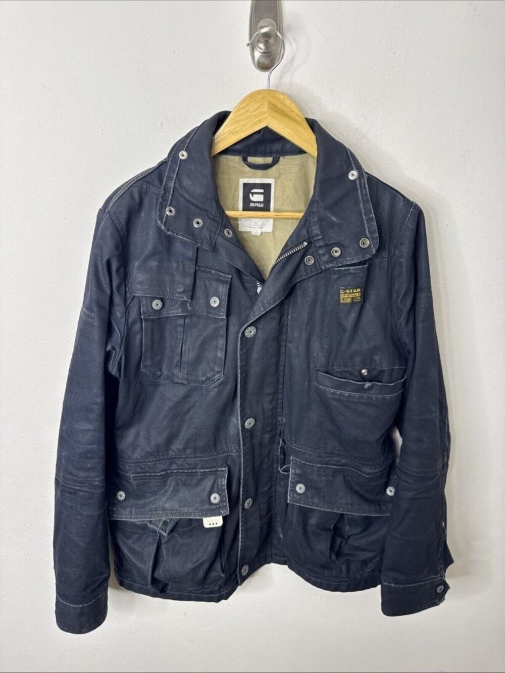 G Star Raw Thompson Denim Jacket Men M Blue Jean Moto Biker